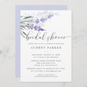 Romantic Lavender Floral Watercolor Bridal Shower Invitation