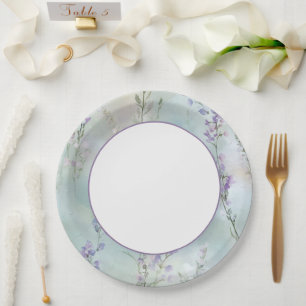 Romantic Lavender Flowers Garden Bridal Shower Paper Plate
