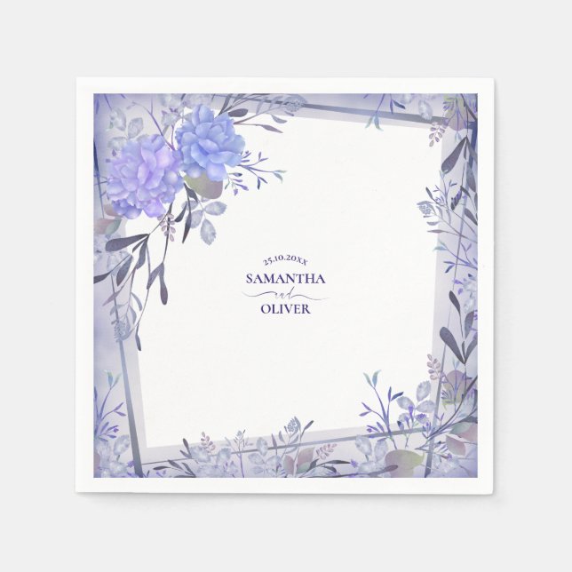 Romantic Lavender Grey Wedding Table Napkin (Front)