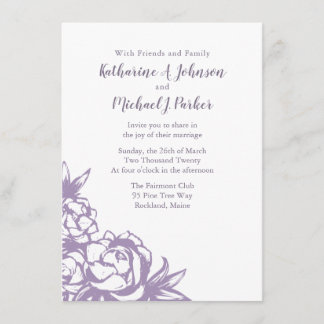 Romantic Lavender Peonies Wedding Invitation