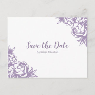 Romantic Lavender Peonies Wedding Save the Date Announcement Postcard