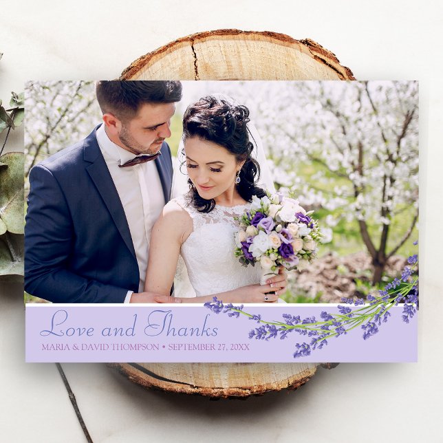 Romantic Lavender Photo Wedding Thank You Card (Creator Uploaded)