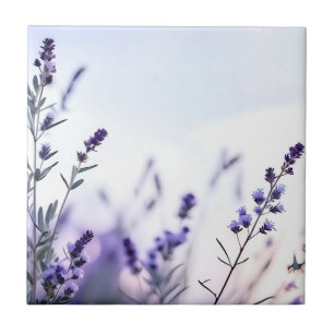 Romantic Lavender Watercolor Ceramic Tile