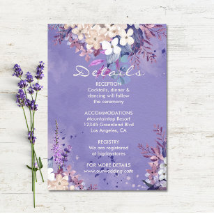 Romantic Lavender Watercolor Floral Spring Wedding Enclosure Card