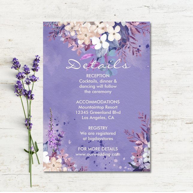 Romantic Lavender Watercolor Floral Spring Wedding Enclosure Card (Creator Uploaded)