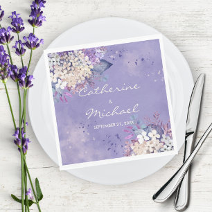 Romantic Lavender Watercolor Floral Spring Wedding Napkin
