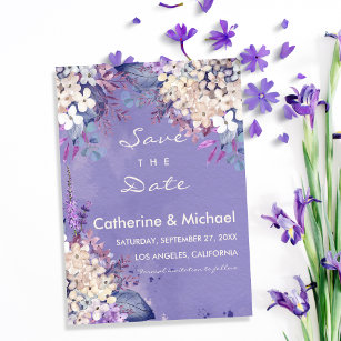 Romantic Lavender Watercolor Floral Spring Wedding Save The Date