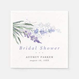 Romantic Lavender Watercolor Floral Wedding Paper Napkin