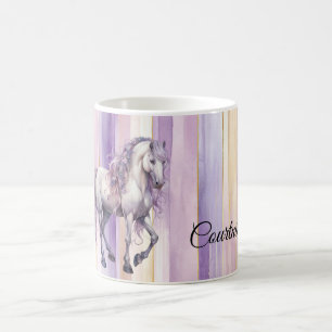 Romantic Lavender White Horse   Coffee Mug