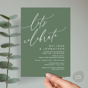 Romantic Let's Celebrate Wedding Elopement Party Invitation