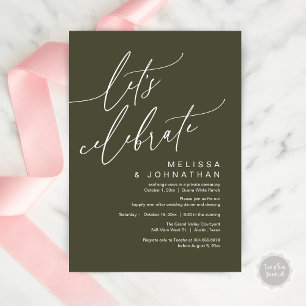 Romantic Let's Celebrate Wedding Elopement Party Invitation