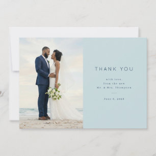 Romantic Light Blue Elegant Photo Thank You Card