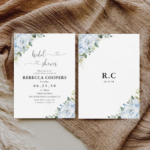 Romantic Light Blue Floral Bridal Shower  Invitation