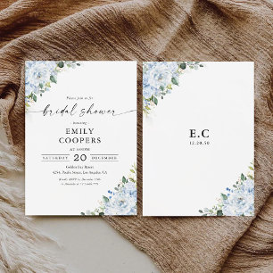 Romantic Light Blue Floral Bridal Shower  Invitation