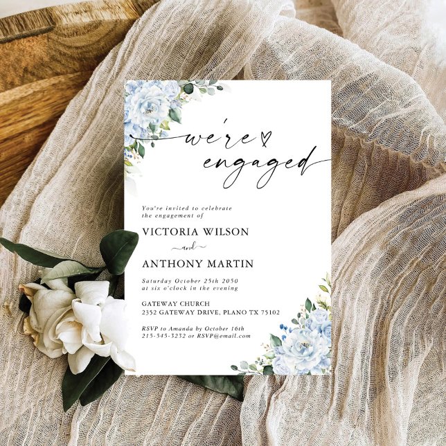 Romantic Light Blue Floral Engagement Party  Invitation (Creator Uploaded)