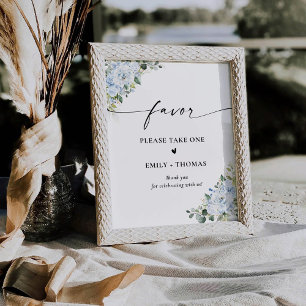 Romantic Light Blue Floral Favor Sign