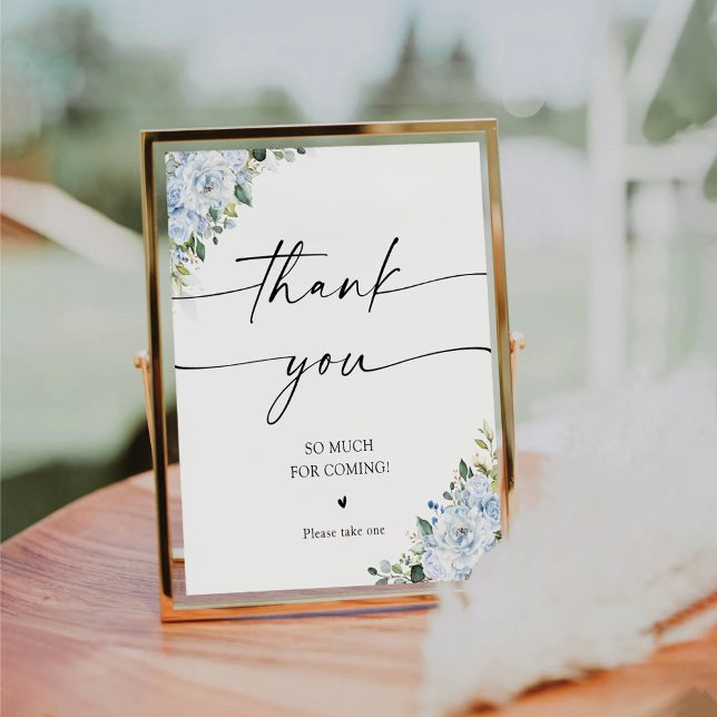 Romantic Light Blue Floral Thank You Sign (Creator Uploaded)