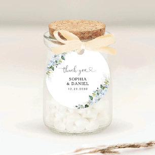  Romantic Light Blue Floral Wedding  Classic Round Sticker