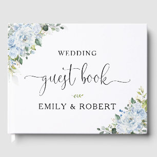  Romantic Light Blue Floral Wedding Guest Book