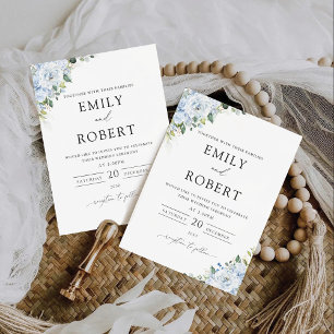 Romantic Light Blue Floral Wedding Invitation