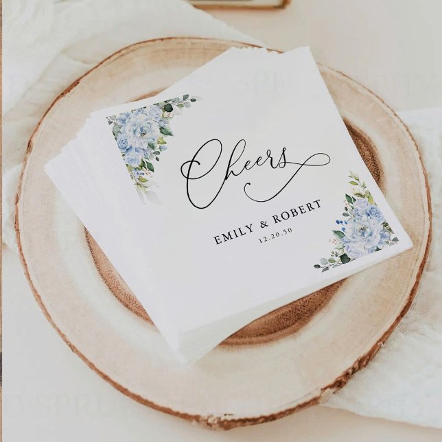 Romantic Light Blue Floral Wedding Napkins (Creator Uploaded)