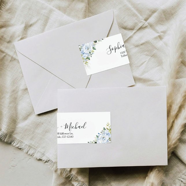 Romantic Light Blue Floral Wedding Return Address  Label (Creator Uploaded)