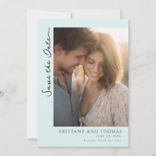 Romantic Light Blue Photo Save The Date