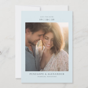 Romantic Light Blue Photo Save The Date