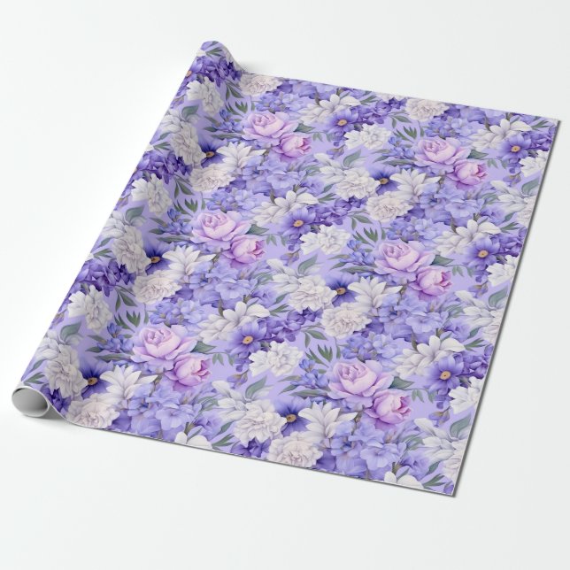Romantic light purple flowers wrapping paper (Unrolled)