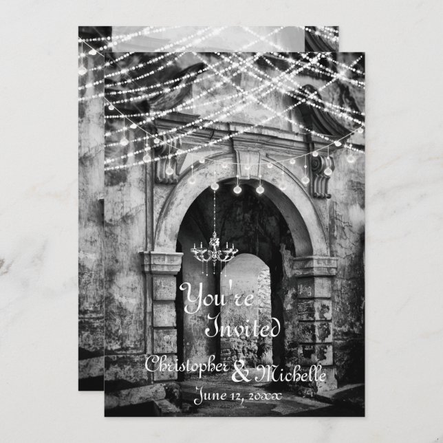 Romantic Lights Gothic Archway Wedding Invitation (Front/Back)