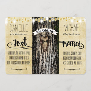 Romantic Lights & Rustic Tree Post Wedding Invite