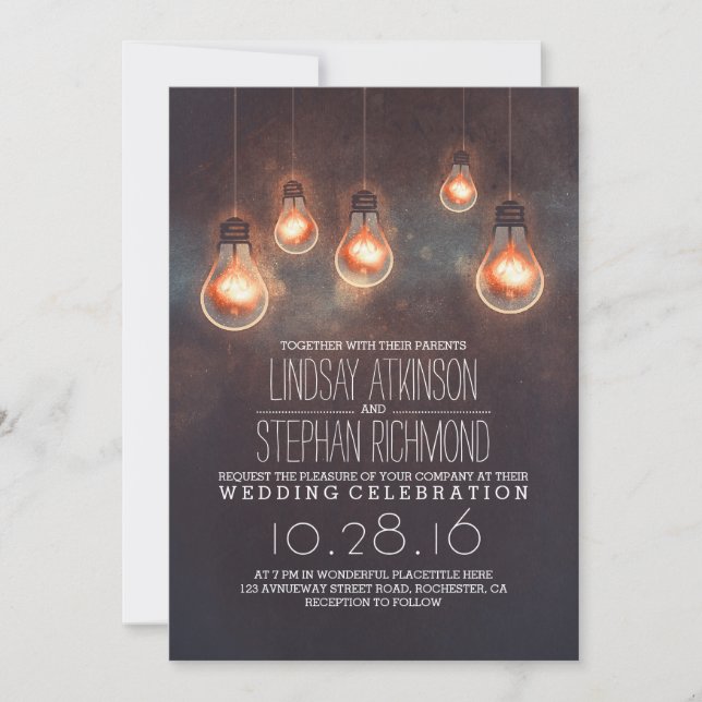 romantic lights vintage whimsical wedding invites (Front)