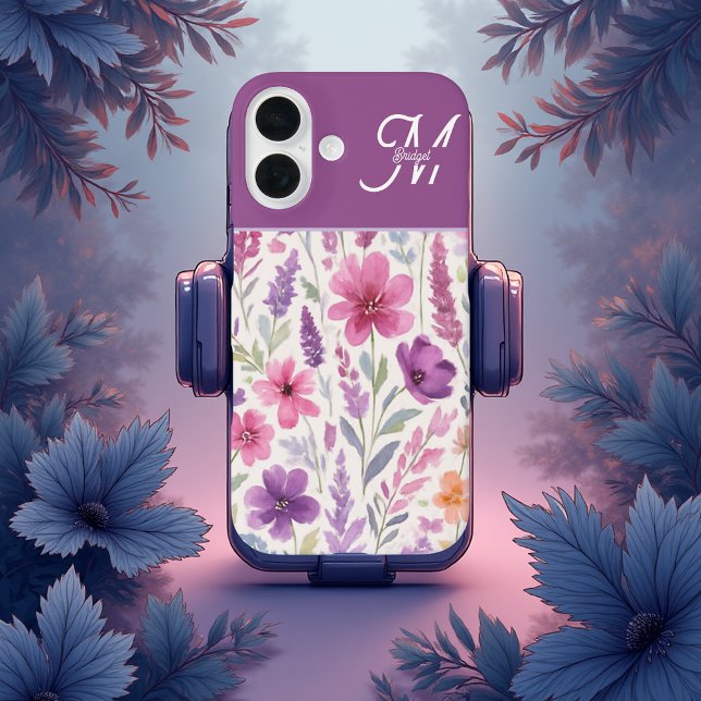 Romantic lila pink Pastel Botanical Spring Meadow Case-Mate iPhone Case (Creator Uploaded)