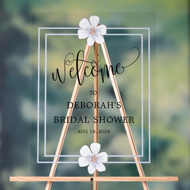 Romantic Lilac Floral  Bridal Shower  Acrylic Sign (Neutral)