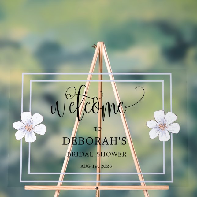 Romantic Lilac Floral  Bridal Shower  Acrylic Sign (Neutral)