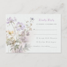 Romantic lilac floral Wedding RSVP Card