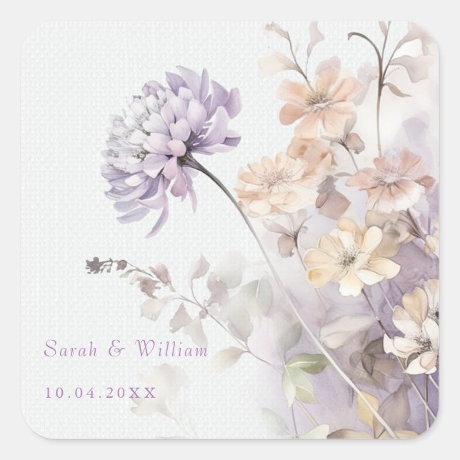 Romantic lilac flowers wedding Sticker (Front)