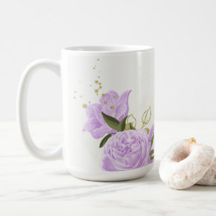 romantic lilac purple flowers greenery wedding coffee mug