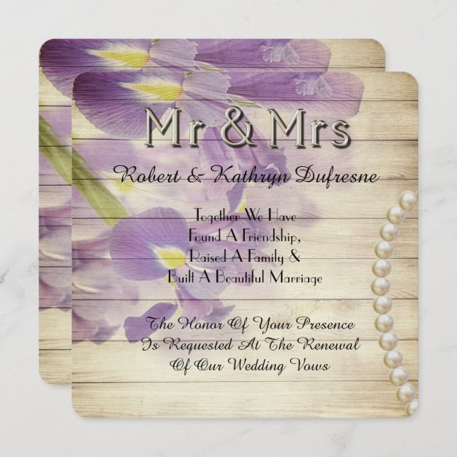 Romantic Lilies Wedding Vow Renewal Invitation (Front/Back)