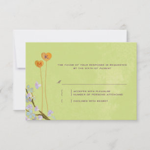Romantic Lime Green Rural Wedding RSVP Card