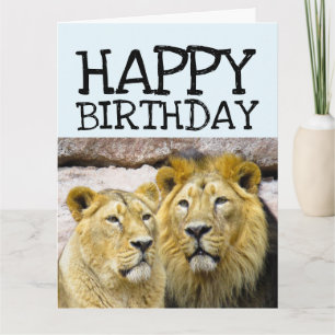 ROMANTIC LION COUPLE BIRTHDAY BIG CARD