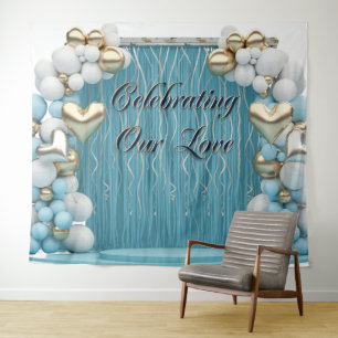 Romantic Love Banner Backdrop Wall Art  Tapestry