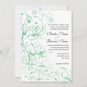 Romantic Love Bird Mint Wedding Invitation