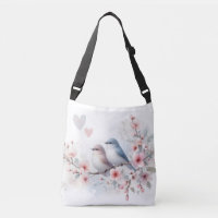 Romantic Love Birds Cherry Blossom Branch