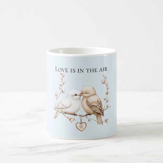 Romantic Love Birds Heart  Coffee Mug (Center)