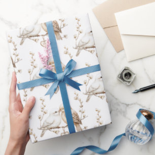 Romantic Love Birds Heart Wedding Wrapping Paper