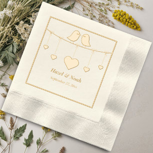 Romantic Love Birds Wedding Foil Napkins