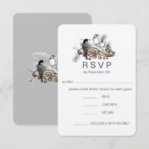 Romantic Love Birds Woodpecker Wedding RSVP Invitation