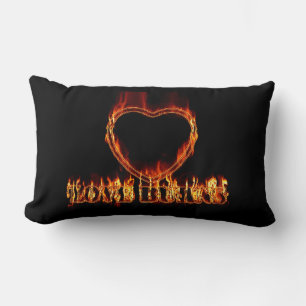 Romantic Love Burns Heart Black Valentine's Day Lumbar Cushion