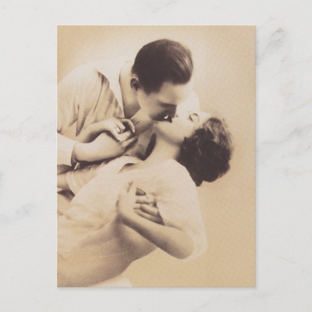 Romantic Love Couple Kissing vintage illustration Postcard (Front)
